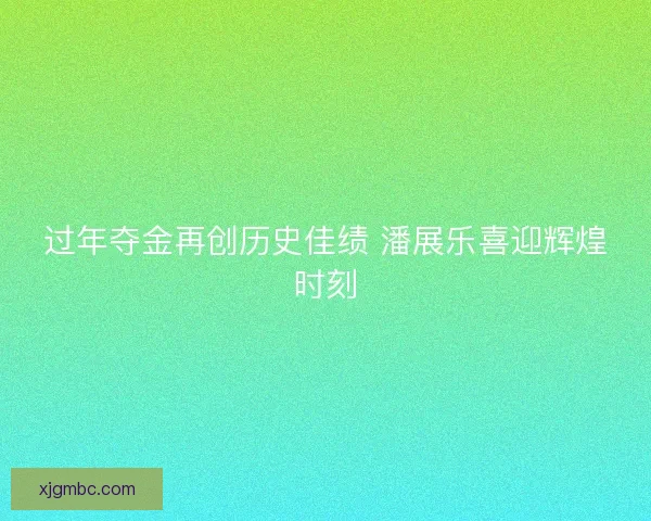 过年夺金再创历史佳绩 潘展乐喜迎辉煌时刻