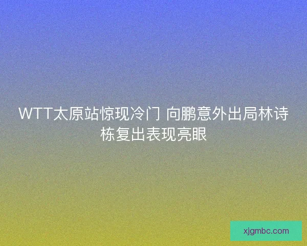 WTT太原站惊现冷门 向鹏意外出局林诗栋复出表现亮眼
