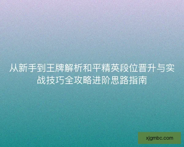从新手到王牌解析和平精英段位晋升与实战技巧全攻略进阶思路指南