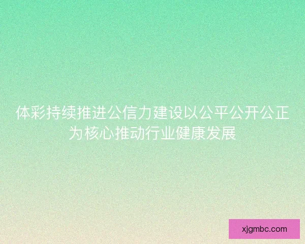 体彩持续推进公信力建设以公平公开公正为核心推动行业健康发展