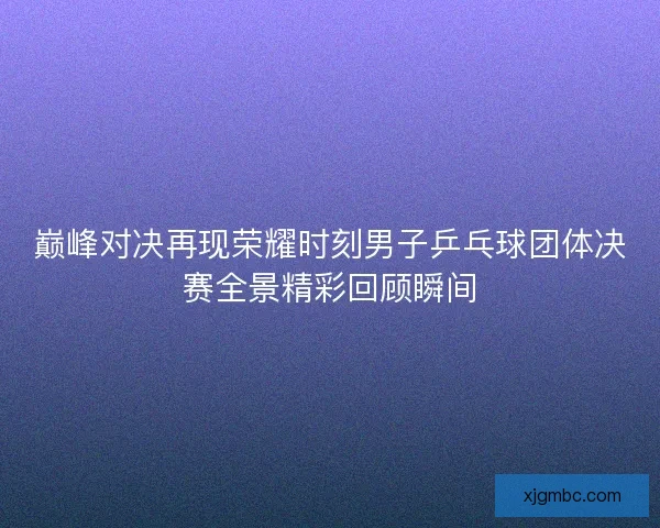 巅峰对决再现荣耀时刻男子乒乓球团体决赛全景精彩回顾瞬间
